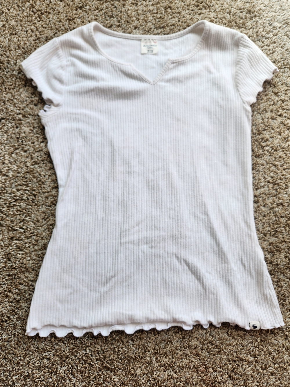abercrombie kids White Ribbed Short Sleeve Tee